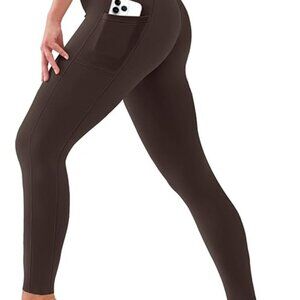 Women's Coffee Tummy Control Through Workout Soft Yoga High Waisted Leggings